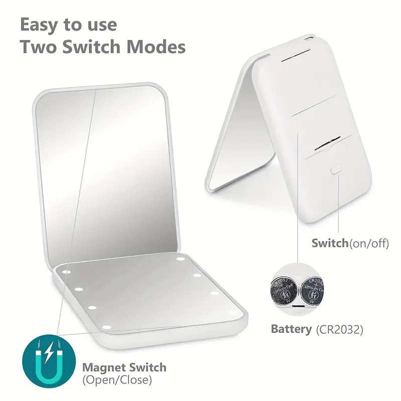 Miroir de poche LED grossissant 3X