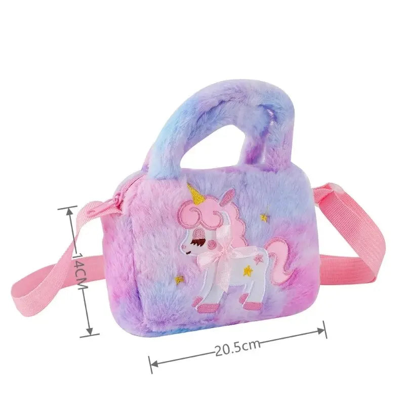 Sac à main brodé en peluche licorne