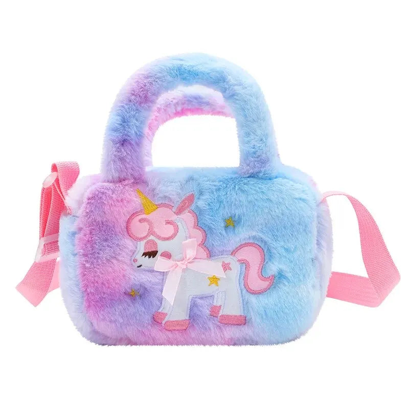 Sac à main brodé en peluche licorne