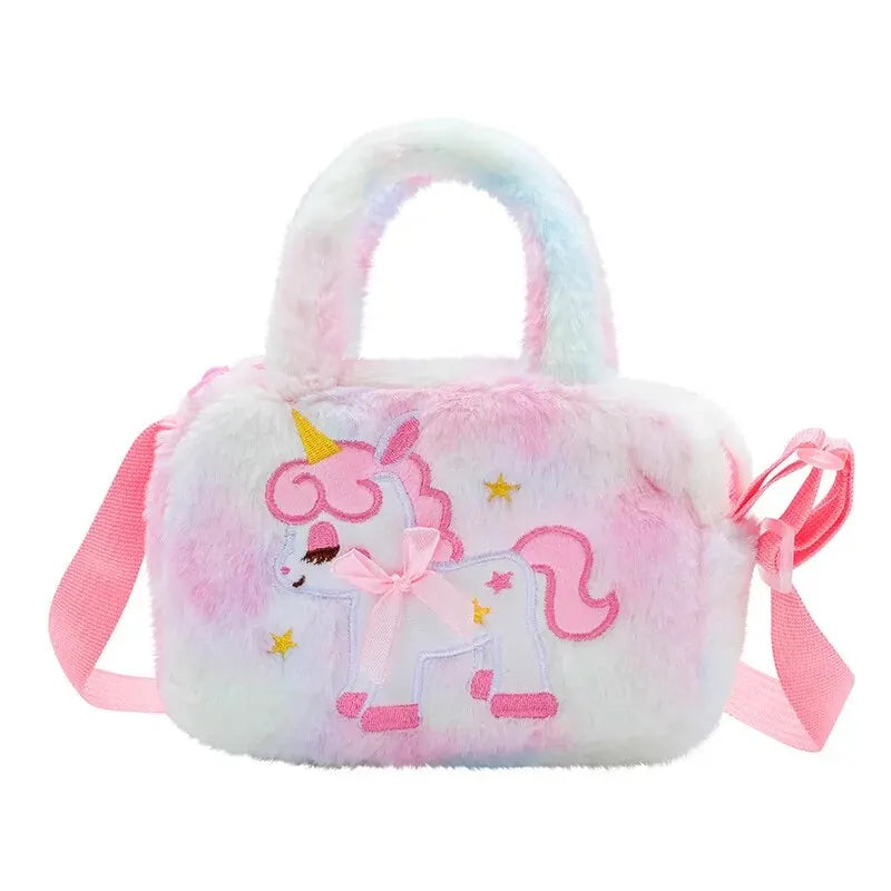 Sac à main brodé en peluche licorne