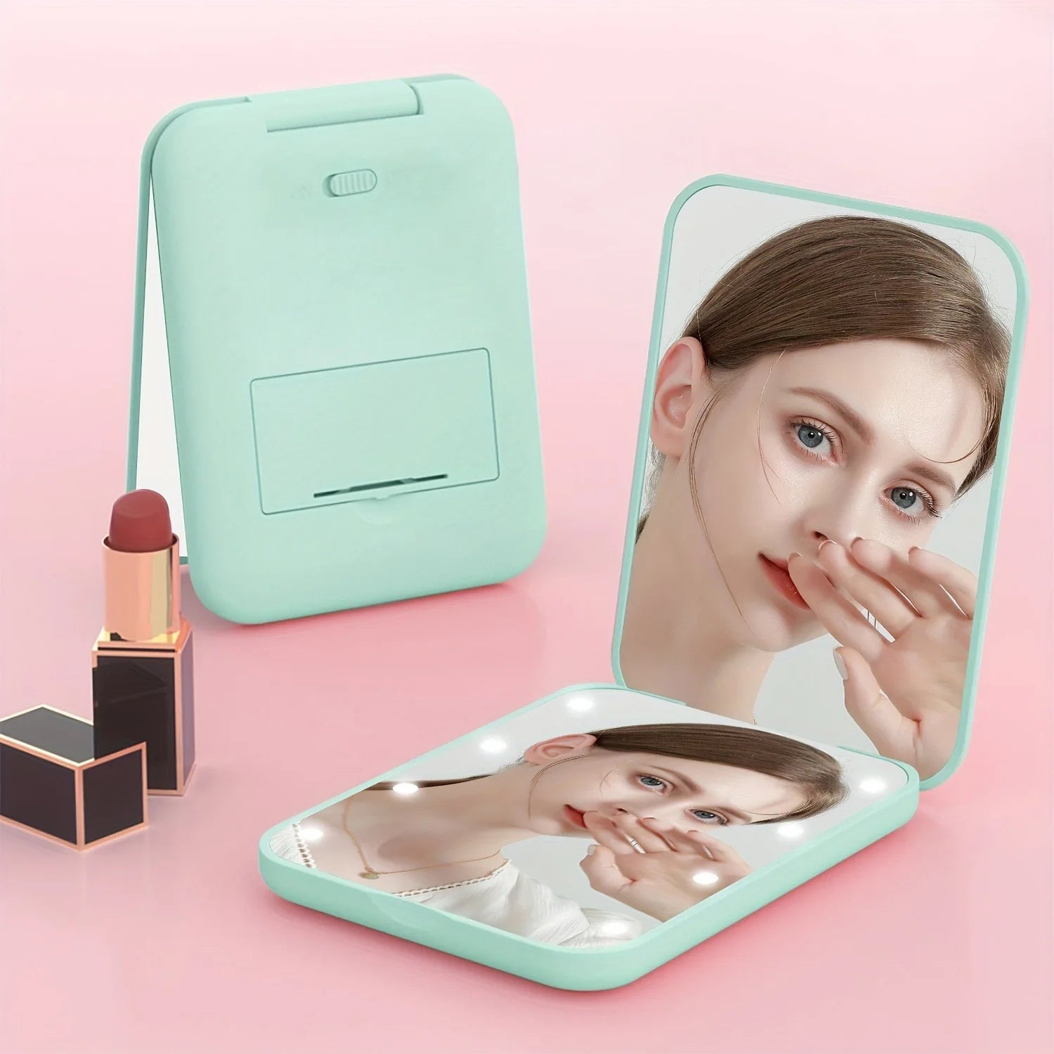 Miroir de poche LED grossissant 3X