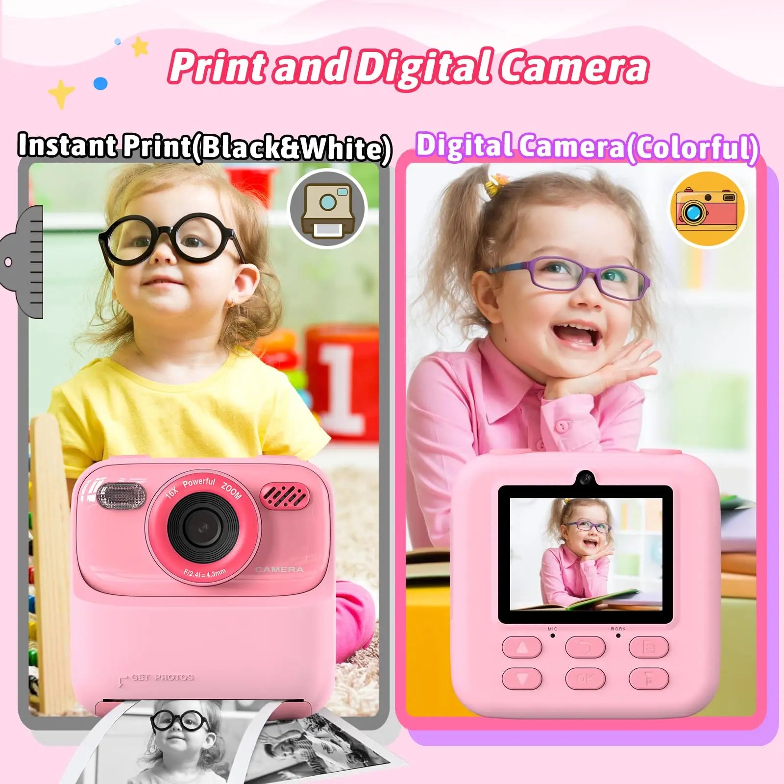Appareil photo enfant à impression instantanée