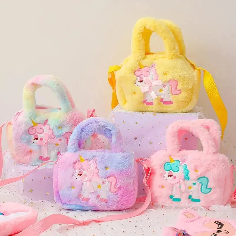 Sac à main brodé en peluche licorne