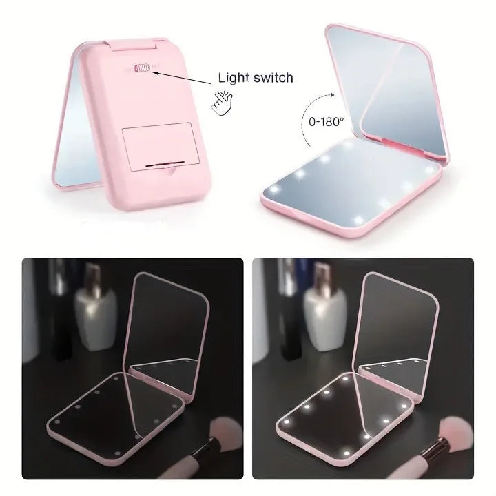 Miroir de poche LED grossissant 3X