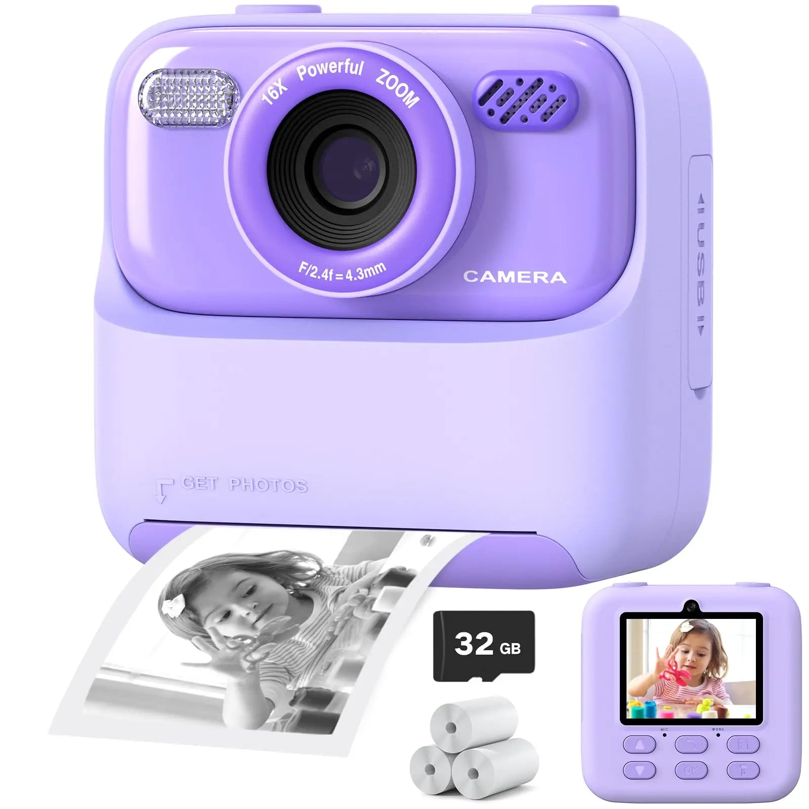 Appareil photo enfant à impression instantanée