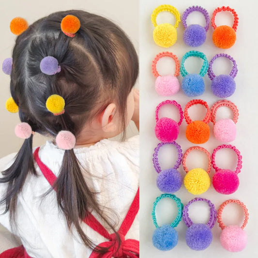 Lot de 20 chouchous à pompons en peluche