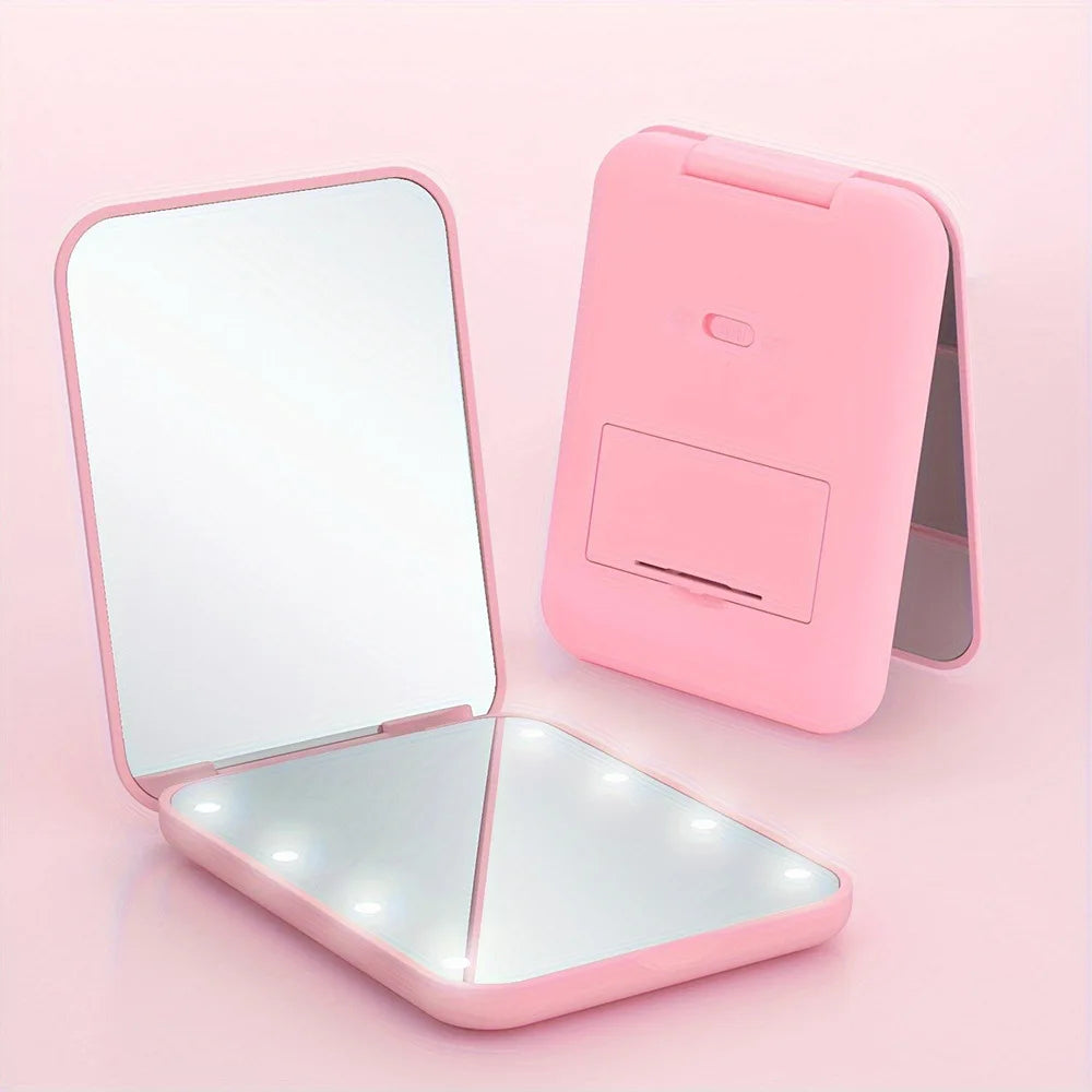 Miroir de poche LED grossissant 3X