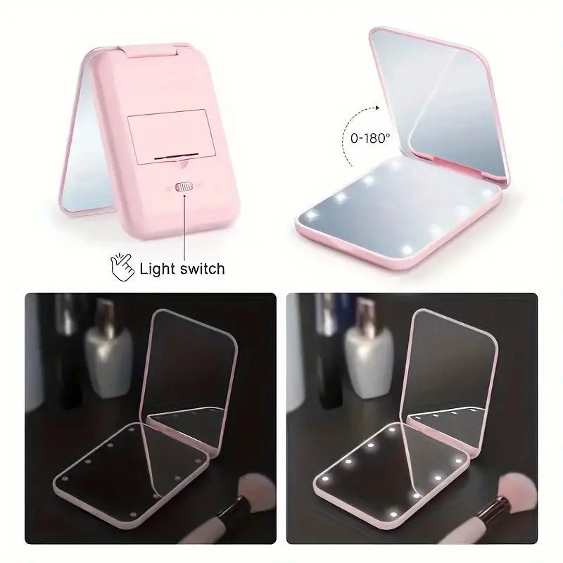 Miroir de poche LED grossissant 3X